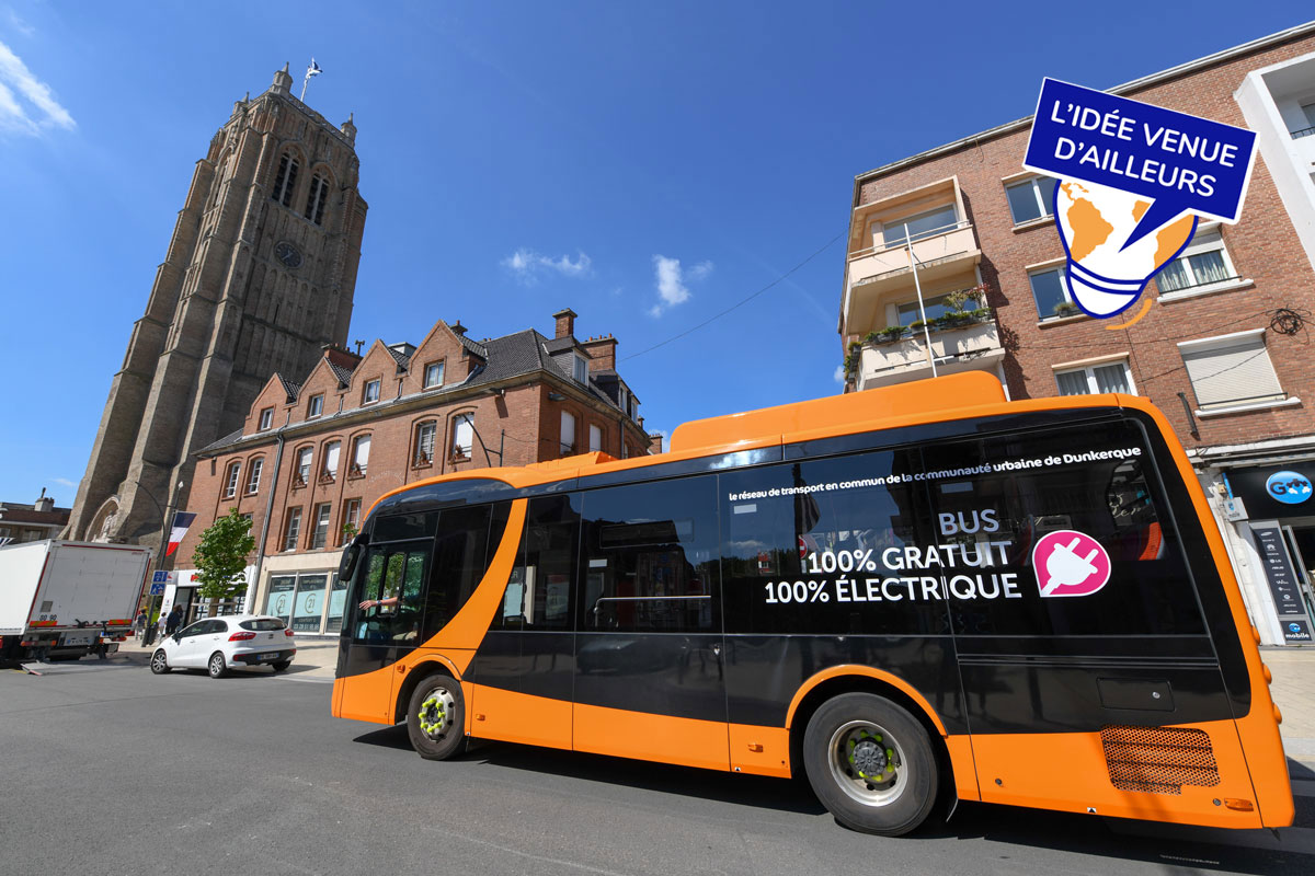 Autobus gratuit circulant dans la communauté urbaine de Dunkerque, en France. © CUD